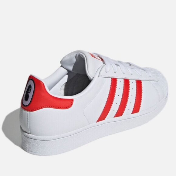 Adidas Original Women's Superstar White and Red, Size 8 - Picture 4 of 7